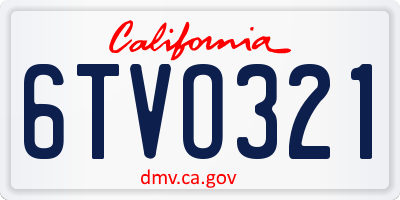 CA license plate 6TVO321