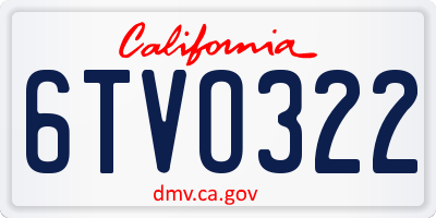 CA license plate 6TVO322