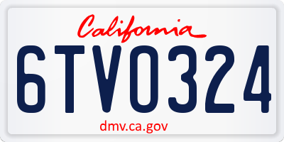 CA license plate 6TVO324