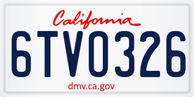 CA license plate 6TVO326