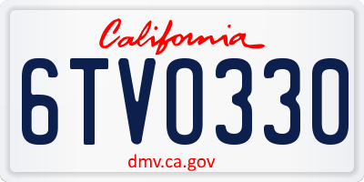 CA license plate 6TVO330