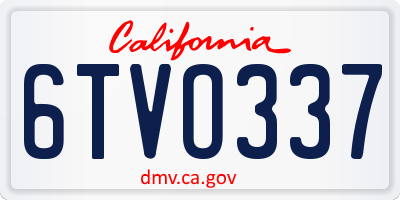 CA license plate 6TVO337