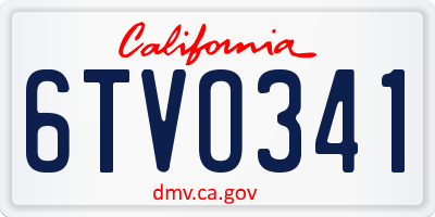 CA license plate 6TVO341