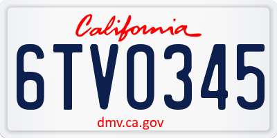 CA license plate 6TVO345