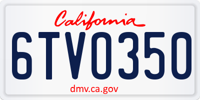 CA license plate 6TVO350