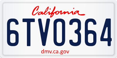 CA license plate 6TVO364