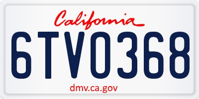 CA license plate 6TVO368