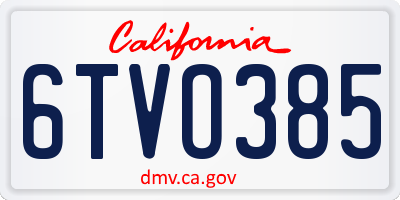 CA license plate 6TVO385