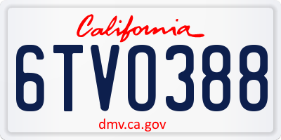 CA license plate 6TVO388