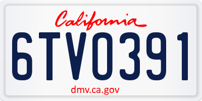 CA license plate 6TVO391