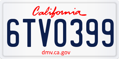 CA license plate 6TVO399