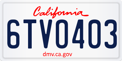 CA license plate 6TVO403