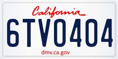 CA license plate 6TVO404