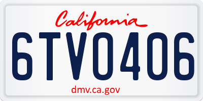 CA license plate 6TVO406