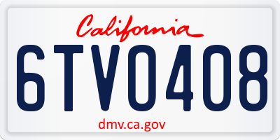 CA license plate 6TVO408
