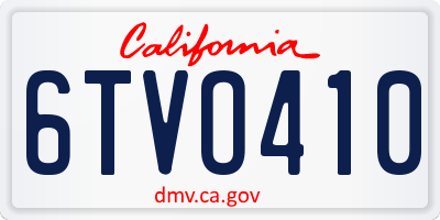CA license plate 6TVO410