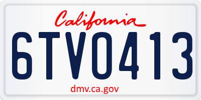 CA license plate 6TVO413