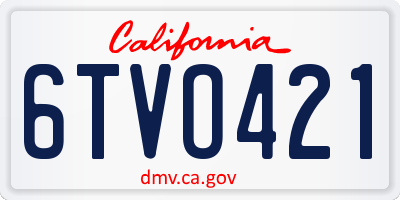 CA license plate 6TVO421