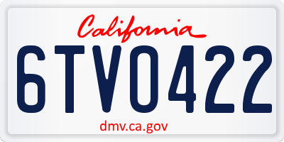 CA license plate 6TVO422