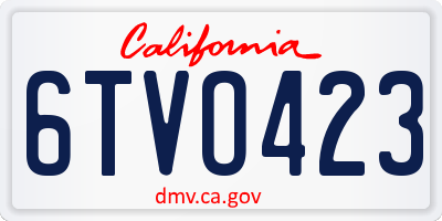CA license plate 6TVO423