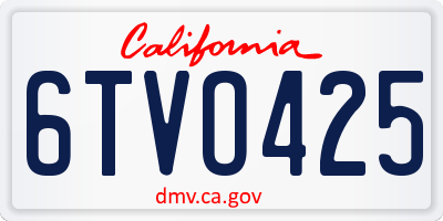 CA license plate 6TVO425