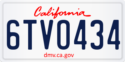 CA license plate 6TVO434