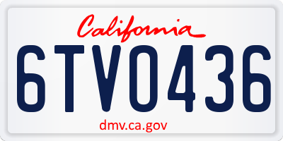 CA license plate 6TVO436