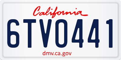 CA license plate 6TVO441