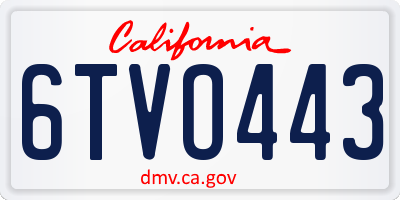 CA license plate 6TVO443
