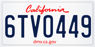 CA license plate 6TVO449