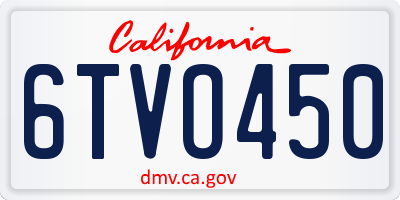 CA license plate 6TVO450
