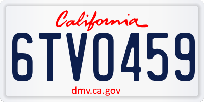 CA license plate 6TVO459