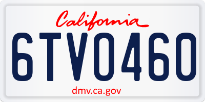 CA license plate 6TVO460