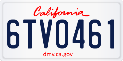 CA license plate 6TVO461