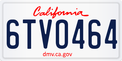 CA license plate 6TVO464