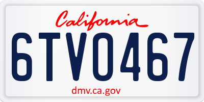 CA license plate 6TVO467