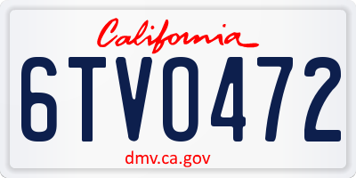 CA license plate 6TVO472