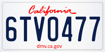 CA license plate 6TVO477