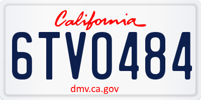 CA license plate 6TVO484