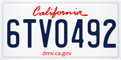 CA license plate 6TVO492