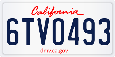 CA license plate 6TVO493