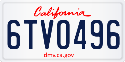 CA license plate 6TVO496