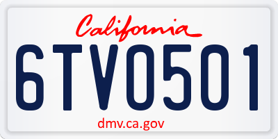 CA license plate 6TVO501