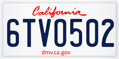 CA license plate 6TVO502