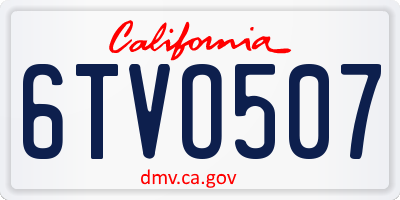 CA license plate 6TVO507
