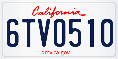 CA license plate 6TVO510