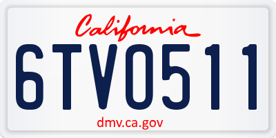 CA license plate 6TVO511