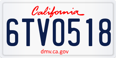 CA license plate 6TVO518
