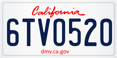 CA license plate 6TVO520