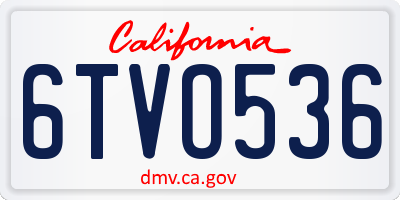 CA license plate 6TVO536